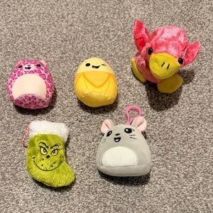 Set of 5 Colorful Plush Toys and hello kitty Mini